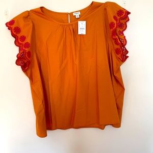 J. Crew Golden Eyelet Sleeve Shirt